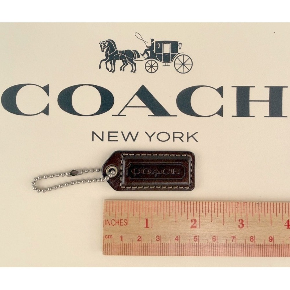 Vintage COACH|Small| Chocolate Brown Leather Raised Purse Hang Tag Charm 2"x3/4"